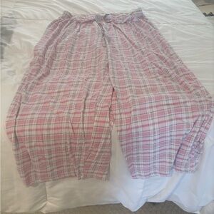 Pink and White Plaid Pajama/ Lounge Pants 3X NWOT but washed one time